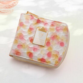 【HerSchedule】チェレットbillfold（二つ折りウォレット）シリーズ　夕暮れにいただく美しいカクテルをイメージした特別なエナメルレザー　French Rose（フレンチロゼ）　二つ折りラウンドファスナーウォレット　（ハースケジュール）