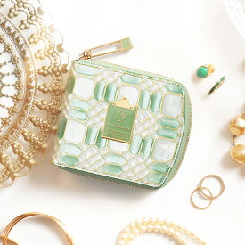 【HerSchedule】チェレットbillfold（二つ折りウォレット）シリーズ　ファミリージュエリーのように家族の幸せを叶えてくれる財布「グレースエメラルド（GRACE EMERALD） 」 オリジナルエナメルレザー 二つ折りラウンドファスナーウォレット　（ハースケジュール）378-2062