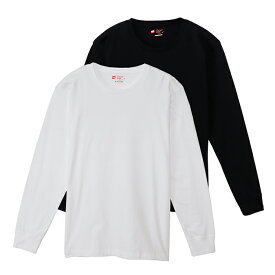 【公式】ヘインズ Hanes ジャパンフィット【2枚組】クルーネックロングスリーブTシャツ 5.3oz 25FW Japan Fit ヘインズ(H5440)★ロンT 長袖 tシャツ 無地 インナーTシャツ インナー 下着 パックT