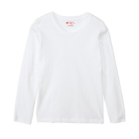 【公式】ヘインズ Hanes ウィメンズ ジャパンフィット【2枚組】クルーネックロングスリーブTシャツ 5.3oz 23FW Japan Fit for HER ヘインズ(HW5430)★ トップス レディース 無地 長袖 ロンT 白T 白Tシャツ カットソー ルールウエア インナー 綿 コットン ママ
