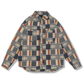 シャツ メンズ アメリカン カジュアル パッチワーク 長袖 綿96% 通気性 リ 春の スト アウトドア 毎日着用 Lサイズ~XXL ブルー/グリーン