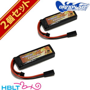 OPTION No.1 LiPo �o�b�e���[ High Power 2200mAh 7.4V�i�}���C�~�j�E�R�l�N�^�[�j 2�Z�b�g