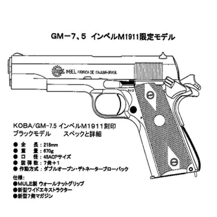 楽天市場】タニオコバ GM 7.5/ インベル M1911刻印 ブラックバージョン 