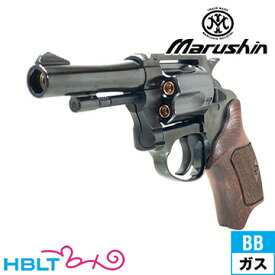 マルシン ポリスリボルバー 77ミリ銃身 Xカート ハーフチェッカー木製グリップ ABS WDブラック 3 インチ（ガスガン リボルバー 本体 6mm） /Police Revolver 警察