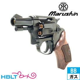 マルシン ポリスリボルバー 51ミリ銃身 Xカート ハーフチェッカー木製グリップ ABS WDブラック 2 インチ（ガスガン リボルバー 本体 6mm） /Police Revolver 警察