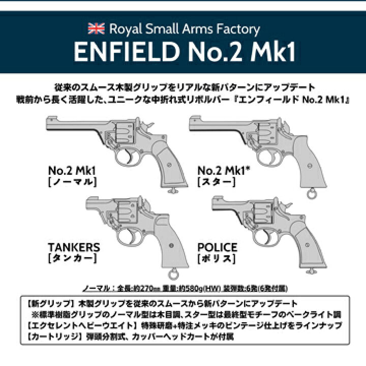 楽天市場】マルシン エンフィールド No.2 Mk1 ポリス 木製グリップ HW 