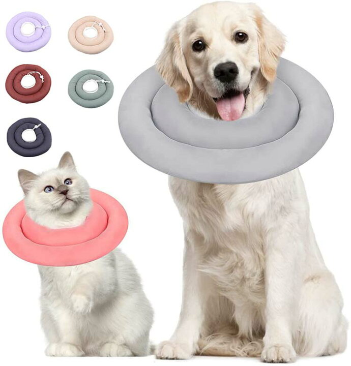楽天市場 ペット用品 首輪 エリザベスカラー 犬 猫 グッズ ソフト ドーナツ クッション 大型犬 中型犬 ドーナツ 型クッション 手術後 去勢 皮膚病 怪我 傷 舐め防止 保護 丸い 調節可能 防水 速乾 無地 7colors 介護用品 ペットグッズ Luckland