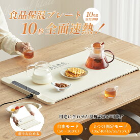 食品保温プレート 加温 多機能フードウォーマー ホットプレート 電気トレイ 電気保温トレイ 折りたたみ 発酵 解凍プレート 35℃~100℃ 6つのモード 10段階温度設定 10秒全面速熱 65*38cm 日本語説明書付き