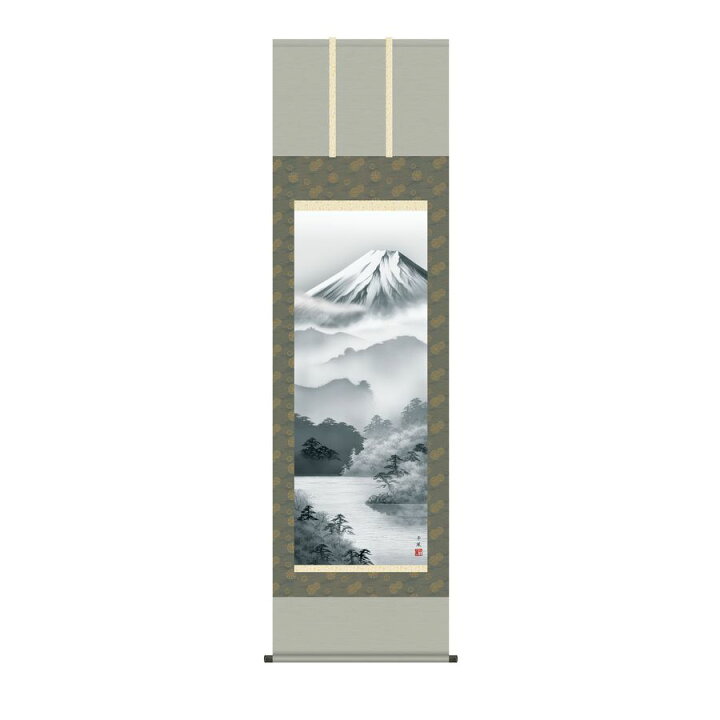 楽天市場】掛軸 三幸 山水画掛軸 富士閑寂 尺五 KZ1B2-066 熊谷千風 