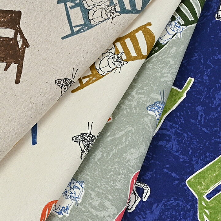 楽天市場】+HAyU fabric ハユ CATLOAF柄 綿麻キャンバス生地 約110cm幅 