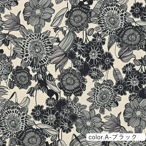 Linnea Black Flower �Ȗ��V�[�`���O���n ��108cm��×10cm�P�ʌv�蔄�� | �R�b�g�� �v�����g ��| ���� �n���h���C�h ���� �R�b�g�����l���y����5���珳��܂��z�y���[����3m�܂Łz