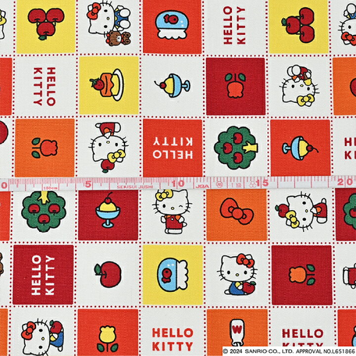 楽天市場】ハローキティ HELLO KITTY ブロック柄 オックス生地 約110cm 