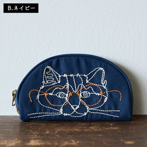 +HAyU fabric 2025 刺繍ポーチ メガネケース ねこ 猫 おしゃれ かわいい キッチン 料理 プレゼント ギフト