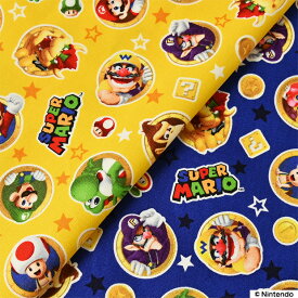 スーパーマリオ コイン柄 オックス生地 約110cm幅×10cm単位計り売り | 布 コットン プリント 手芸 ハンドメイド【数量5個から承ります】