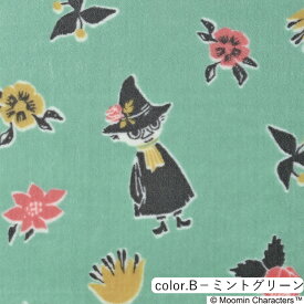 MOOMIN ムーミン フラワー柄 マイクロフランネル生地 カットクロス 約72cm幅×1m カット済み | 布 コットン プリント 北欧 花 ムーミン ナチュラル コラボ ハンドメイド ひざ掛け ブランケット 巻きスカート ポンチョ