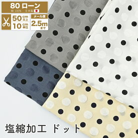 ドット柄 生地 80ローン 塩縮加工 日本製 120cm巾 布 綿 コットン プリント 服地 国産 ナチュラル 水玉【数量5個から10cm単位】【メール便2.5mまで】