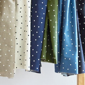 コットンリネンシーチング ドット柄 綿麻シーチング生地 約106cm幅×10cm単位計り売り | コットン プリント 手芸 手作り ハンドメイド 手書きタッチ リネンブレンド【数量5個から承ります】【メール便3mまで】