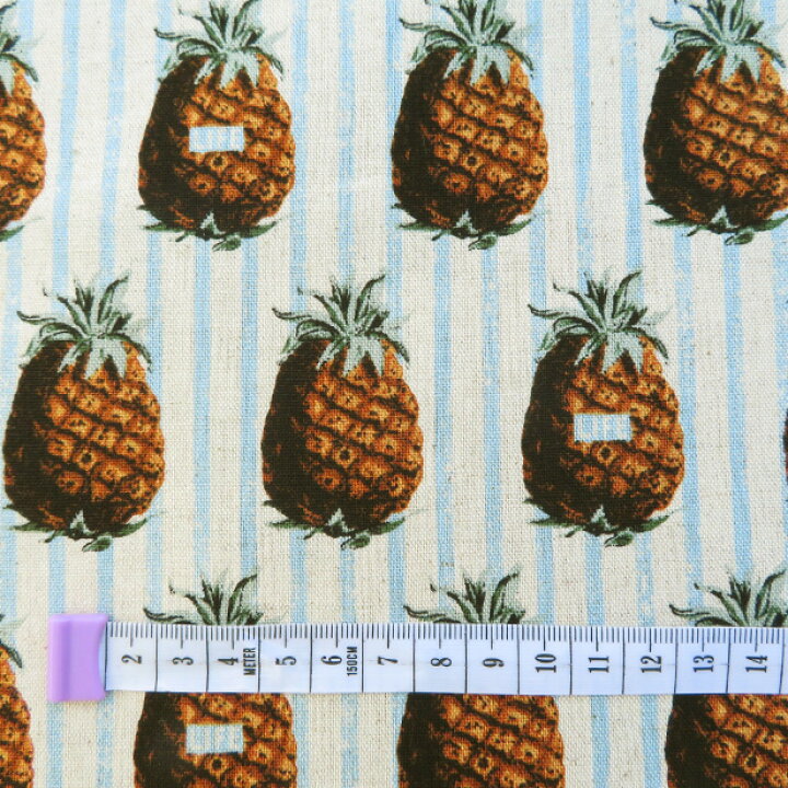 楽天市場 数量5個から承ります メール便2 0mまで 廃盤 特価 Life Textile パイナップル柄 綿麻キャンバス生地 日本製 約110cm幅 10cm単位計り売り 在庫限り コットン リネン プリント キャンバス ライフマガジン アメリカン レトロ ヴィンテージ ハンドメイド