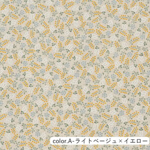 【在庫限り SALE】Sashiko MOYO ミモザ総柄 綿麻キャンバス生地 約110cm幅×10cm単位計り売り|布 コットン リネンブレンド プリント 小花 花柄 ボタニカル 服地 ナチュラル【数量5個から承ります