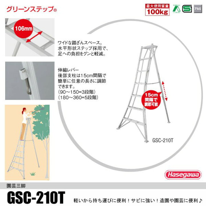 楽天市場】長谷川工業 三脚 7段 7尺 GSC-210a アルミ (法人様限定 