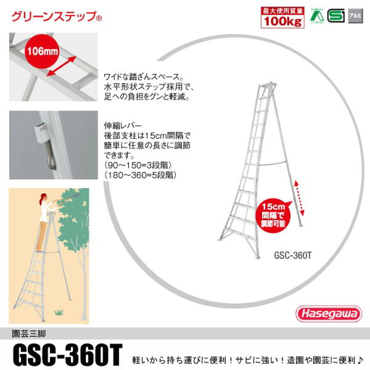 楽天市場】長谷川工業 三脚 12段 GSC-360a 12尺タイプ アルミ (法人様 
