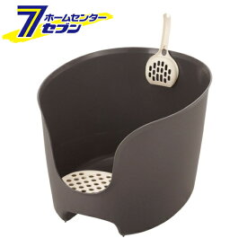 リッチェル ラプレ 壁高ネコトイレ ダークグレー [猫用トイレ 飛び散り防止 スコップ付き]