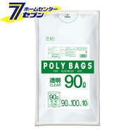 ゴミ袋 ポリバッグ 業務用 90L 10枚入 透明 P-95 [ポリ袋 大容量 ゴミ捨て 大掃除 オルディ]