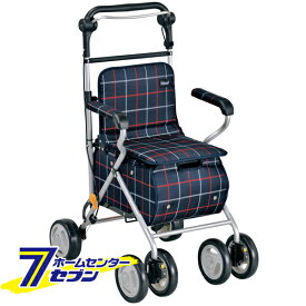 シルバーカー テイコブ ST07 格子紺 ST07-NV [シニア 高齢者 お散歩 歩行補助 座れる 収納 幸和製作所]