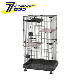 ミニキャットケージ 2段 ハンモック付き マットグレー PMCC-115H アイリスオーヤマ [猫用ケージ 天面扉 コンパクト キャスター付 ペット用品]