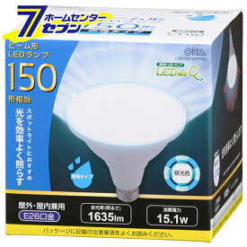 オーム電機 LED電球 ビームランプ形 E26 150形相当 防雨タイプ 昼光色06-3418 LDR15D-W/P150[LED電球・直管:LED電球レフ・ハロゲン・ビーム形]