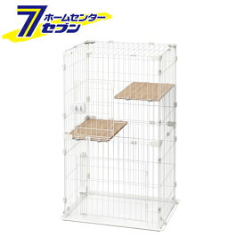 コンパクトキャットケージ 2段 ナチュラル CCC-112 アイリスオーヤマ [猫用ケージ 転倒防止ベルト付き ペット用品]