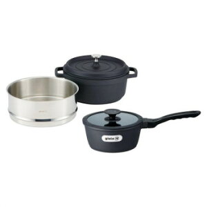 ジョイア ソースパン&蒸し器セット XC-24BK-KSS 5505-031【メーカー直送:代金引換不可:同梱不可】【北海道・沖縄・離島は配達不可】