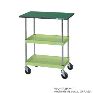 サカエ CSパールワゴン中量タイプ 天板付 グリーン CSP-7582TENU【メーカー直送:代金引換不可:同梱不可】【北海道・沖縄・離島は配達不可】