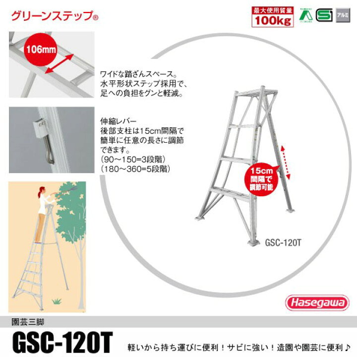 楽天市場】長谷川工業 三脚 4段 4尺 GSC-120a アルミ (法人様限定 