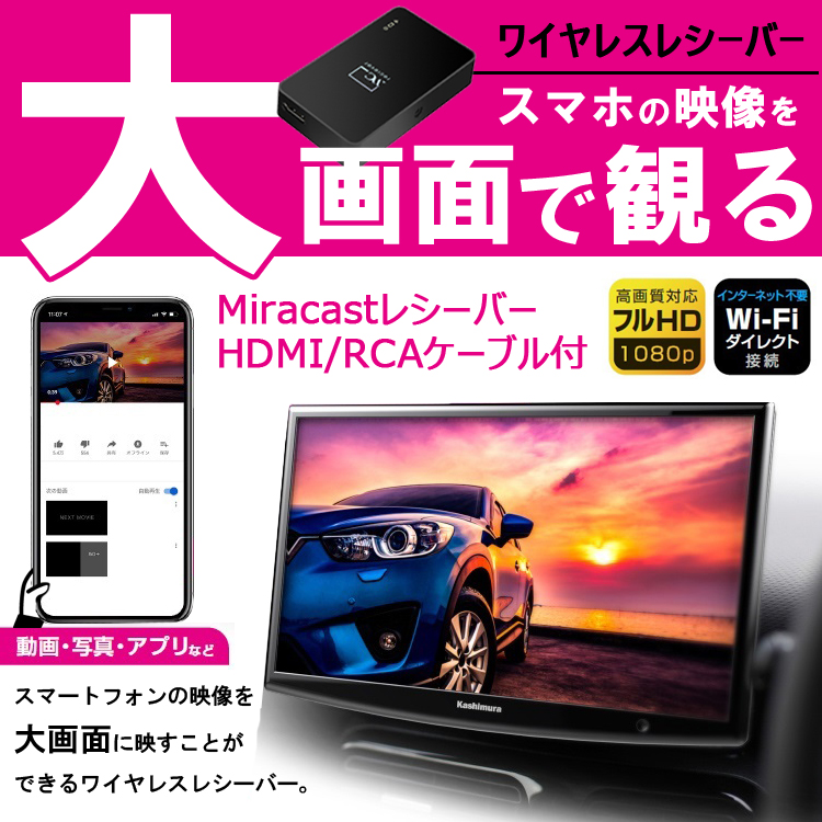 送料無料/新品】Miracastレシーバー HDMI RCA ケーブル付 [レシーバー