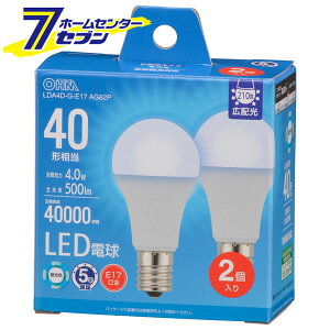 LED�d�� ���`E17 40�`���� �����F 2�� �i�i�ԁj06-5544 LDA4D-G-E17AG62P [LED�d���E����:LED�d�����`�E�~�j�N���v�g���` �I�[���d�@]