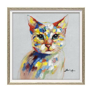 ユーパワー オイル ペイント アート 「カラフル キャット」 Sサイズ OP-07032【メーカー直送:代金引換不可:同梱不可】【北海道・沖縄・離島は配達不可】