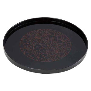 東出漆器 8.3丸盆 牡丹 2332【メーカー直送:代金引換不可:同梱不可】【北海道・沖縄・離島は配達不可】