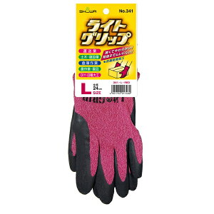 ショーワグローブ SHOWA グリップシリーズ ライトグリップ L レッド 341 作業用 手袋 ゴム スベリ止め 通気