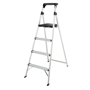 【配送不可|店頭受取限定】 上わく付き踏み台 MFT-4 ピカコーポレイション 踏み台 脚立 アルミ 回転収納トレー付き オールアルマイト仕上げ