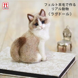 ハマナカ セール フェルト羊毛で作るリアル動物 ラグドール 在庫処分 キット 日本製 羊毛フェルト 手芸キット 手作りキット 子供 女の子 男の子 動物 猫 ねこ ハンドメイド 手づくり 夏休み 工作 小学生 自由研究