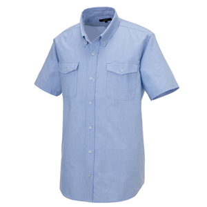 アイトス メンズ半袖オックスボタンダウンシャツ（両ポケットフラップ付） カラー：サックス サイズ：4L （オックスフォードシャツ） ［7878ー007］