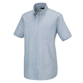 アイトス メンズ半袖オックスボタンダウンシャツ カラー：サックスストライプ サイズ：L （メンズハンソデBDシャツ） ［7872ー107］