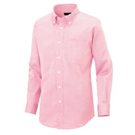 アイトス 長袖ボタンダウンシャツ（ヘリンボーン）（男女兼用） カラー：ピンク サイズ：M （ナガソデシャツ（ヘリンボン）） ［50403ー060］