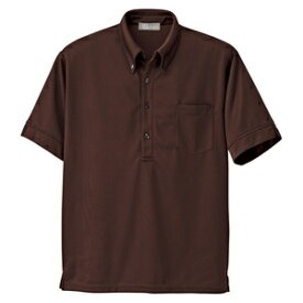 アイトス メンズ半袖ニットボタンダウンシャツ カラー：ブラウン サイズ：5L （メンズBDニットシャツ） ［861206ー022］