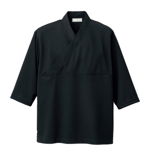 アイトス きもの衿ニットシャツ（男女兼用） カラー：ブラック サイズ：LL （キモノエリニットシャツ） ［HS2900ー010］