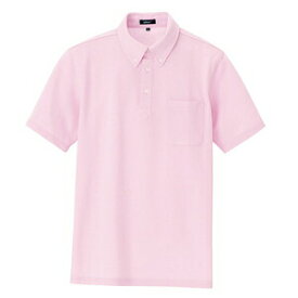 アイトス 半袖ボタンダウンポロシャツ（男女兼用） カラー：ピンク サイズ：11 （ボタンダウンハンソデポロ） ［7617ー060］