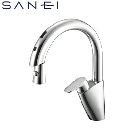 【即納在庫品】 三栄水栓 SANEI シングル混合栓(センサー式) EK870AE-13 三栄水栓製作 SANEI キッチン用 自動水栓 吐水温度を色で表示 連続吐水 節湯水栓 ACアダプター付 ホース引出し1.4m