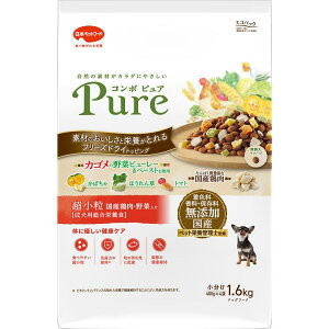 【ケース販売】 コンボピュア ドッグ 超小粒 国産鶏肉 野菜入り 成犬用 総合栄養食 無添加 (1袋1.6kg入り×8袋セット) 日本ペットフード