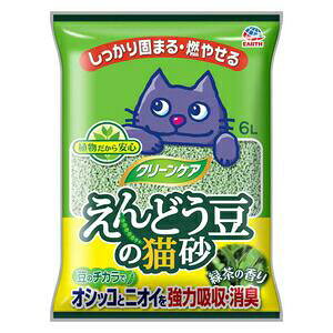 【ケース販売】 アース・ペット クリーンケアえんどう豆の猫砂緑茶の香り 1袋6L入×5袋セット